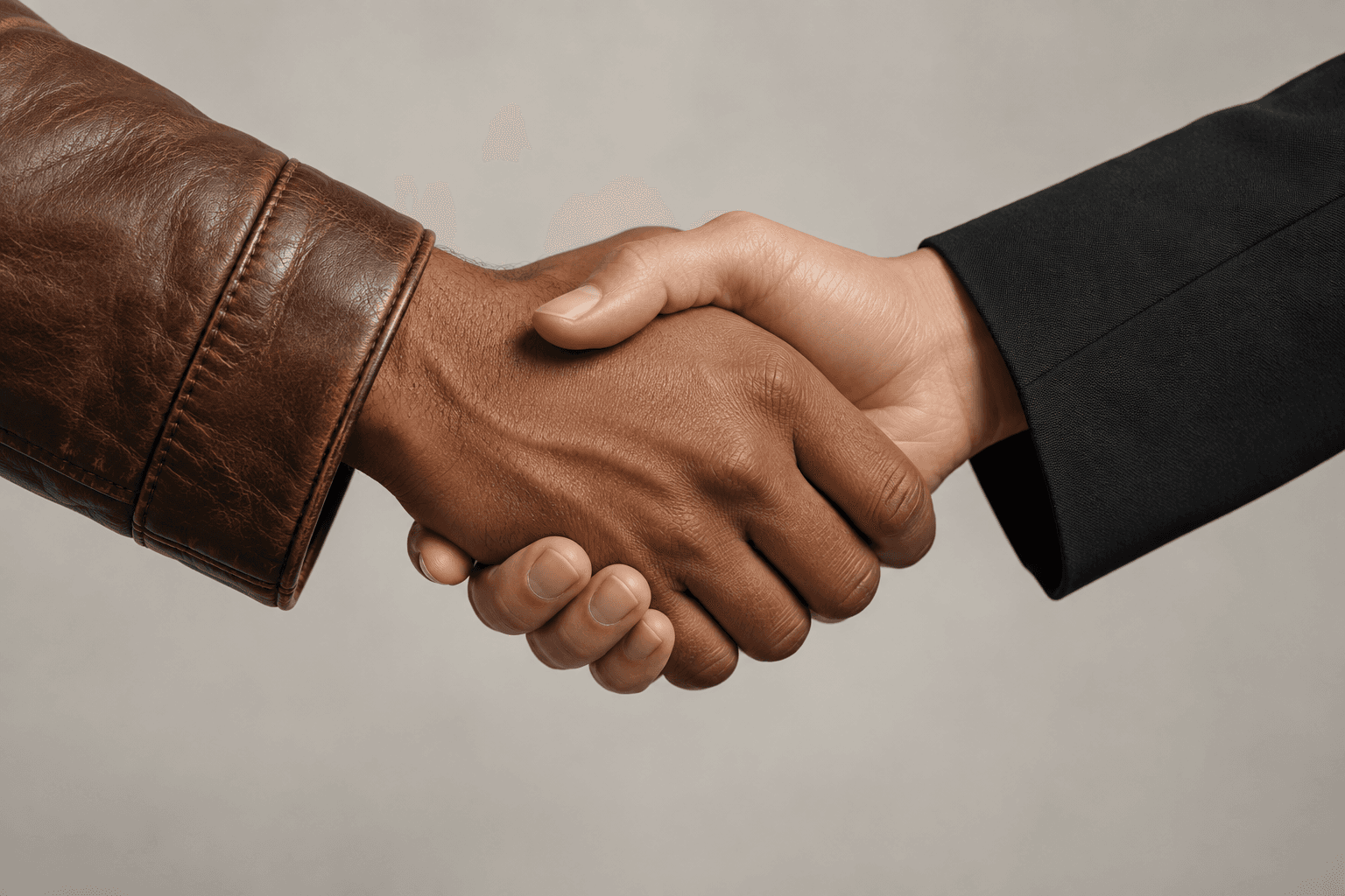 Two hands meeting in a handshake